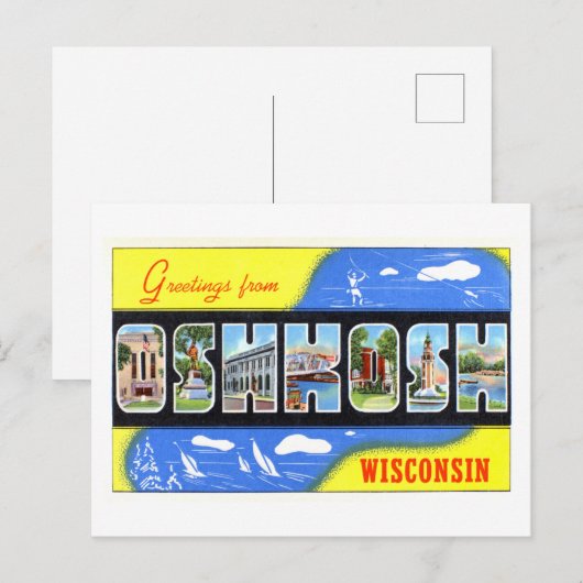 groeten uit Oshkosh, Wisconsin, Briefkaart (Voorkant / Achterkant)