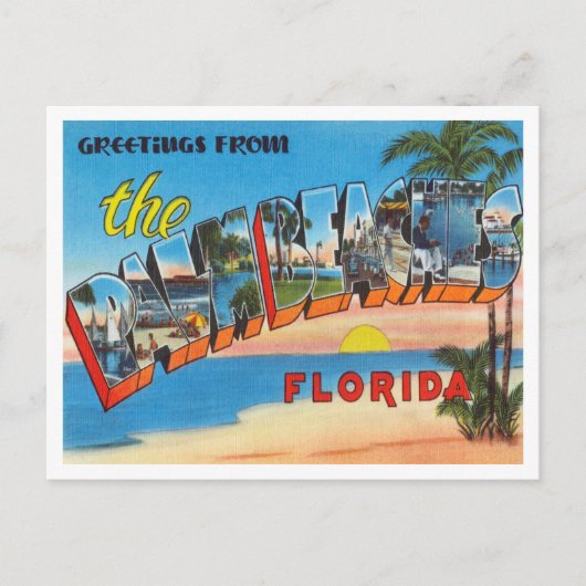 Groeten uit Palm Beaches, Florida Travel Briefkaart (Voorkant)