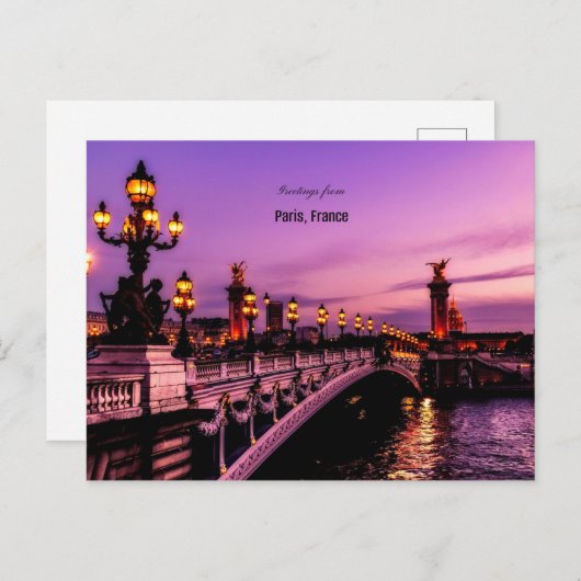 Groeten uit Parijs, Frankrijk Briefkaart (Voorkant / Achterkant)