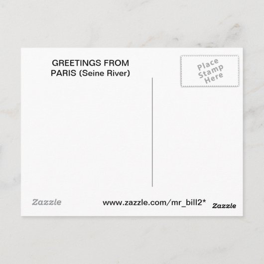 Groeten uit Parijs (Seine-River) Briefkaart (Achterkant)
