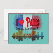 Groeten uit Paris Skyline Franse vlag Souvenir Feestdagenkaart (Voorkant / Achterkant)