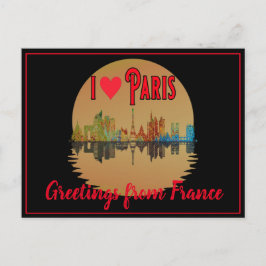 Groeten uit Paris Skyline Sunset Souvenir Feestdagenkaart