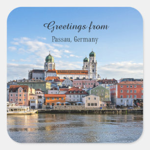 Groeten uit Passau, Duitsland Vierkante Sticker