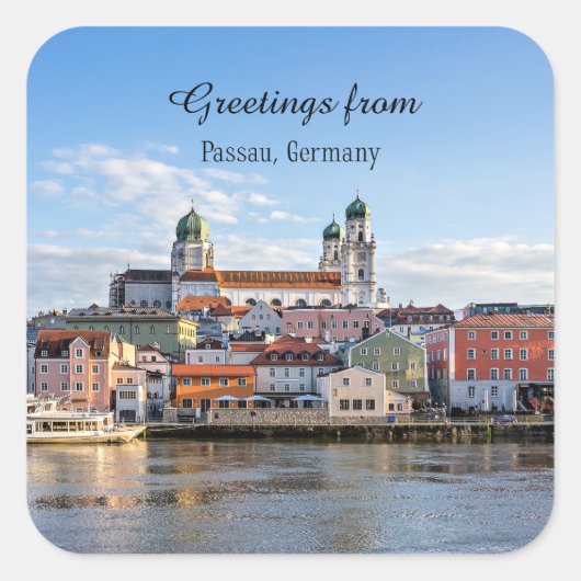 Groeten uit Passau, Duitsland Vierkante Sticker (Voorkant)