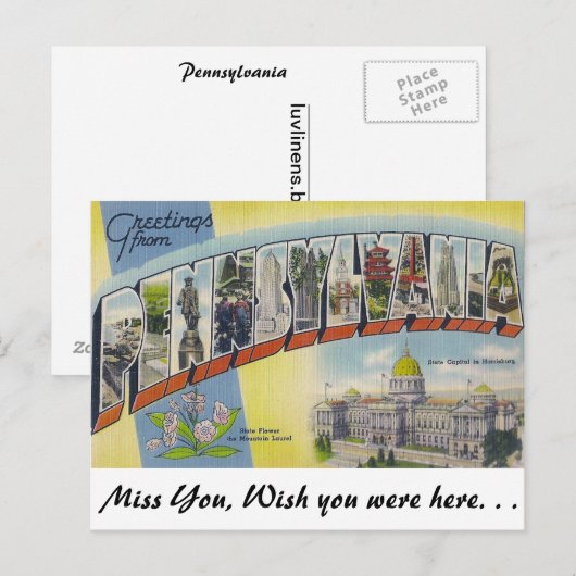 Groeten uit Pennsylvania Briefkaart (Voorkant / Achterkant)