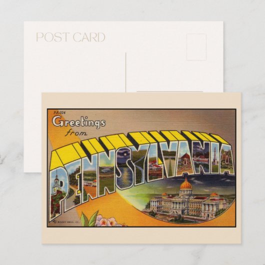 Groeten uit Pennsylvania grote brief ansichtkaart Briefkaart (Voorkant / Achterkant)