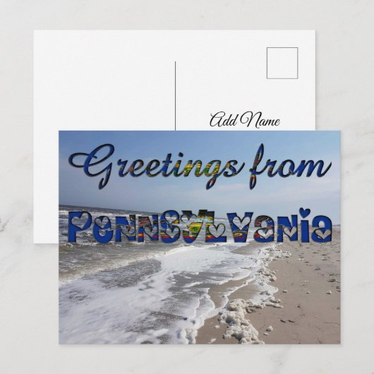 Groeten uit Pennsylvania State Flag Hearts USA Briefkaart (Voorkant / Achterkant)