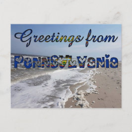 Groeten uit Pennsylvania State Flag Hearts USA Briefkaart