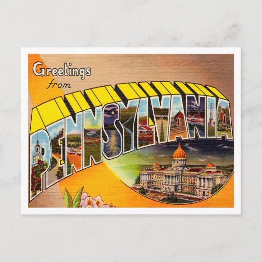 Groeten uit Pennsylvania Vintage Travel Briefkaart (Voorkant)