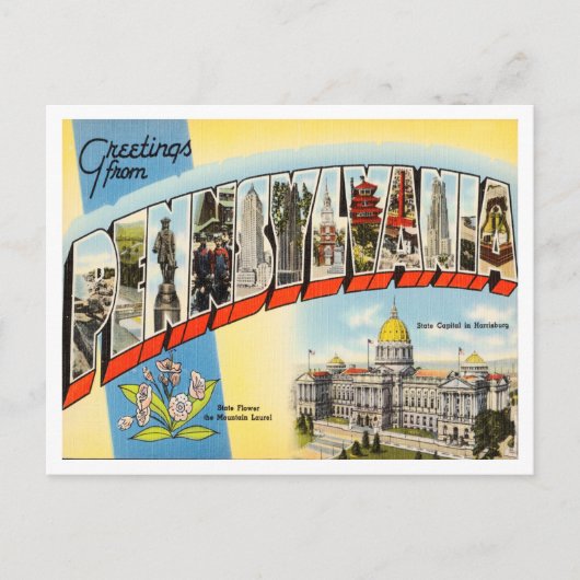 Groeten uit Pennsylvania Vintage Travel Briefkaart (Voorkant)