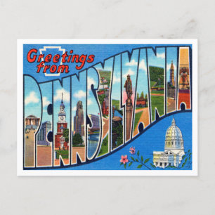 Groeten uit Pennsylvania Vintage Travel Briefkaart