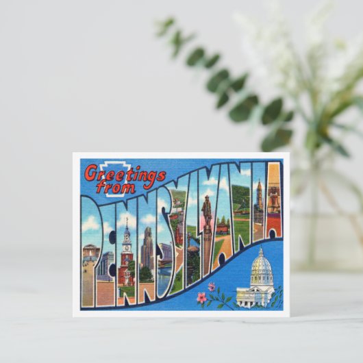 Groeten uit Pennsylvania Vintage Travel Briefkaart (Staand voorkant)