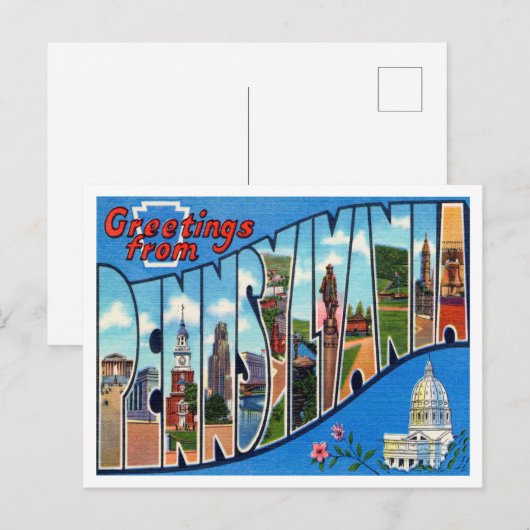 Groeten uit Pennsylvania Vintage Travel Briefkaart (Voorkant / Achterkant)