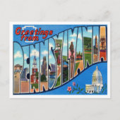 Groeten uit Pennsylvania Vintage Travel Briefkaart (Voorkant)