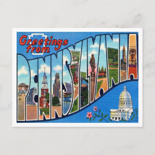 Groeten uit Pennsylvania Vintage Travel Briefkaart (Voorkant)