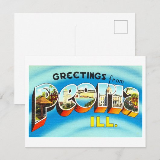  groeten uit Peoria, Illinois Briefkaart (Voorkant / Achterkant)