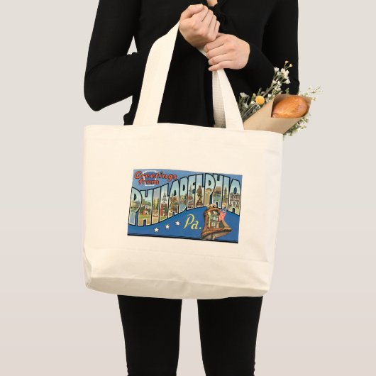 Groeten uit Philadelphia, Pennsylvania. Grote Tote Bag (Voorkant (product))