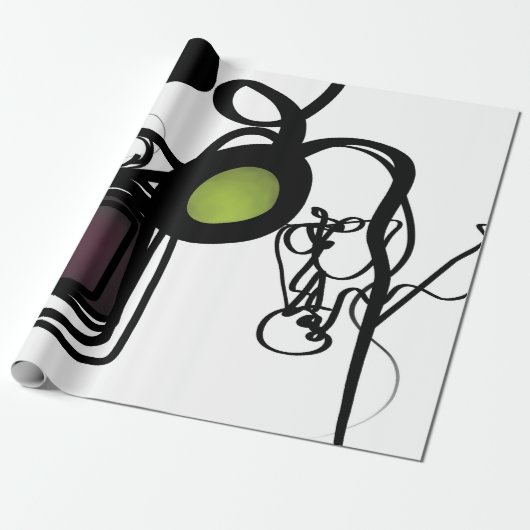 Groeten uit Philydion: Abstract Zwart & Wit Cadeaupapier (Uitgerold)