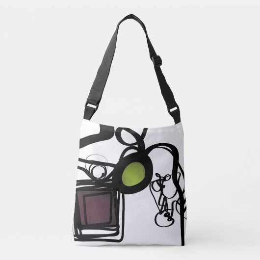Groeten uit Philydion: Abstract Zwart & Wit Crossbody Tas (Voorkant)