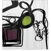 Groeten uit Philydion: Abstract Zwart & Wit Douchegordijn (Voorkant)