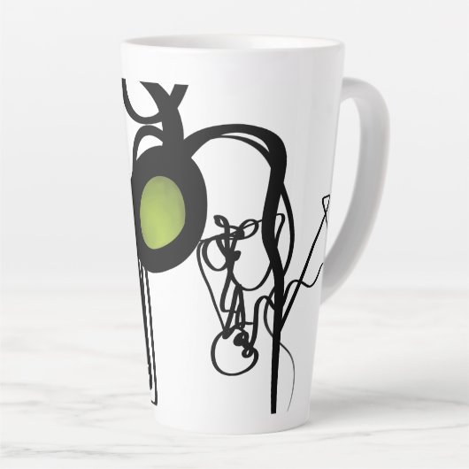 Groeten uit Philydion: Abstract Zwart & Wit Latte Mok (Rechterhoek)