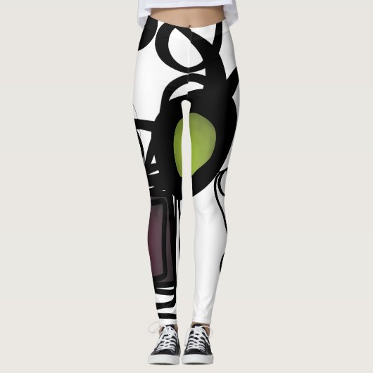 Groeten uit Philydion: Abstract Zwart & Wit Leggings (Voorkant)