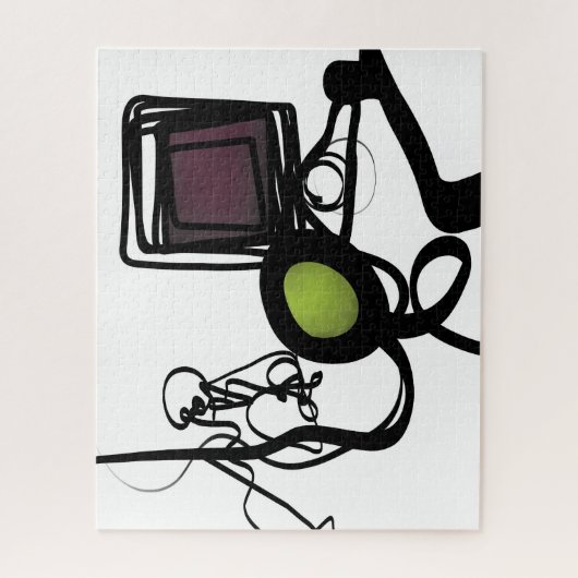 Groeten uit Philydion: Abstract Zwart & Wit Legpuzzel (Verticaal)