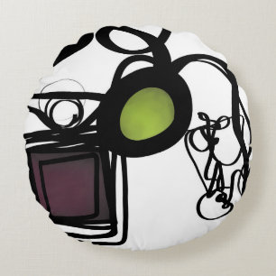 Groeten uit Philydion: Abstract Zwart & Wit Rond Kussen