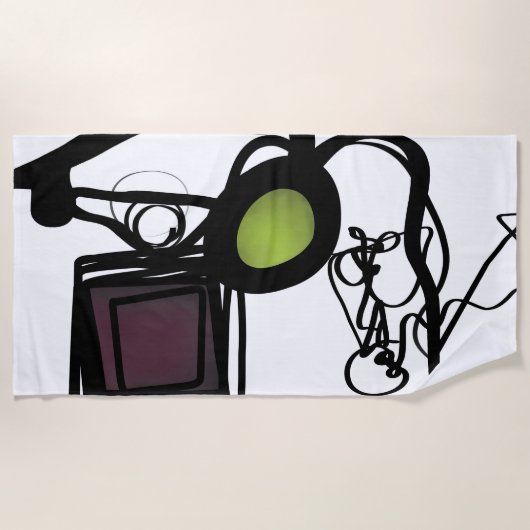 Groeten uit Philydion: Abstract Zwart & Wit Strandlaken (Voorkant)