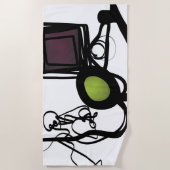 Groeten uit Philydion: Abstract Zwart & Wit Strandlaken (Voorkant)