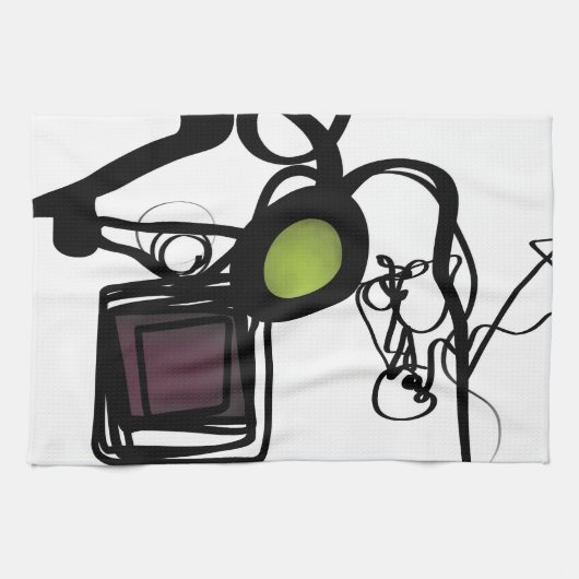 Groeten uit Philydion: Abstract Zwart & Wit Theedoek (Horizontaal)