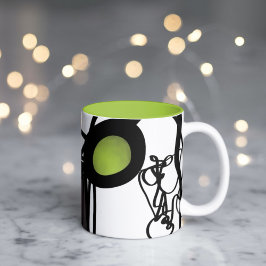 Groeten uit Philydion: Abstract zwart-wit Tweekleurige Koffiemok