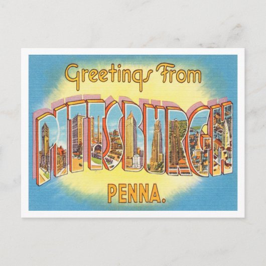 Groeten uit Pittsburgh, Pennsylvania Travel Briefkaart (Voorkant)