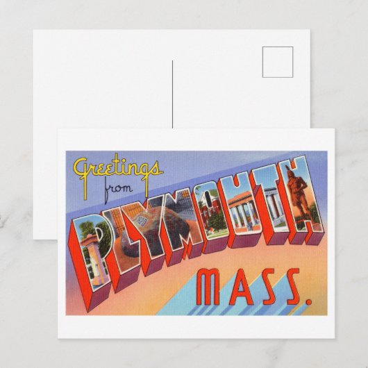  groeten uit Plymouth, Massachusetts Briefkaart (Voorkant / Achterkant)
