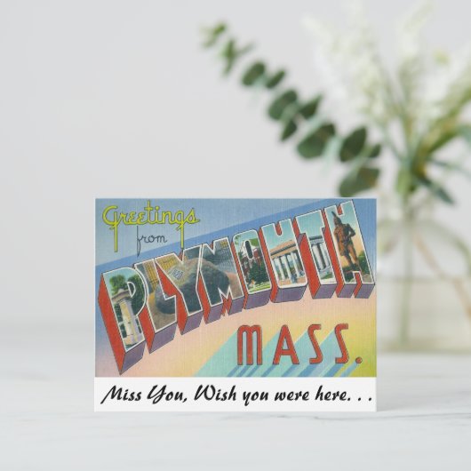 Groeten uit Plymouth, Massachusetts Briefkaart (Staand voorkant)