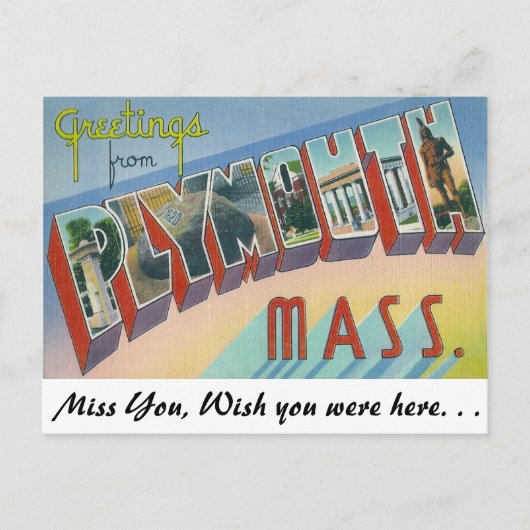 Groeten uit Plymouth, Massachusetts Briefkaart (Voorkant)