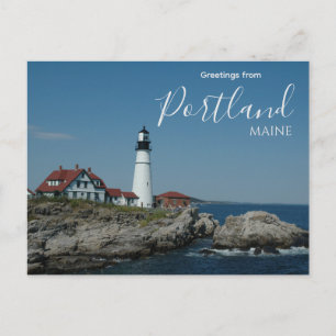 Groeten uit Portland Maine Ansichtkaart Vuurtoren Briefkaart