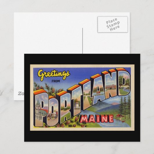 Groeten uit Portland Maine Briefkaart (Voorkant / Achterkant)