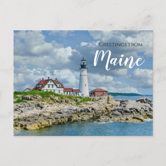 Groeten uit Portland Maine Lighthouse Post Card Briefkaart (Voorkant)