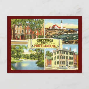 Groeten uit Portland, Vintage Maine Briefkaart