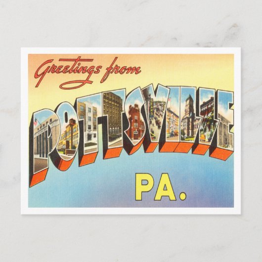 Groeten uit Pottsville, Pennsylvania Travel Briefkaart (Voorkant)