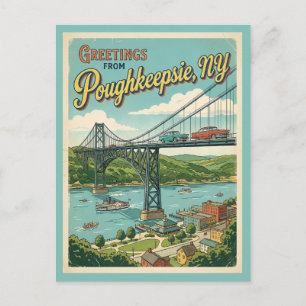 Groeten uit Poughkeepsie NY Vintage Stijl Briefkaart