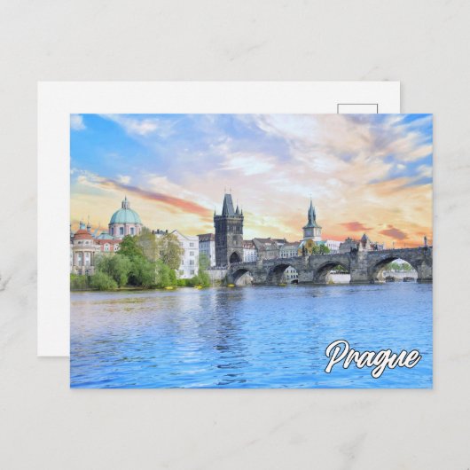 Groeten uit Praag, Tsjechië Briefkaart (Voorkant / Achterkant)