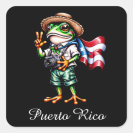 Groeten uit Puerto Rico Coqui Frog Boricua Vierkante Sticker