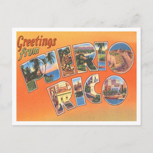 Groeten uit Puerto Rico Vintage Travel Briefkaart (Voorkant)