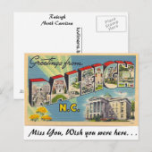 Groeten uit Raleigh, North Carolina Briefkaart (Voorkant / Achterkant)