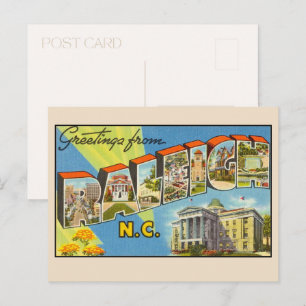 Groeten uit Raleigh North Carolina Grote Letter Briefkaart
