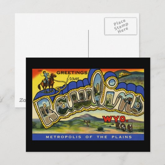 Groeten uit Rawlins Wyoming Briefkaart (Voorkant / Achterkant)