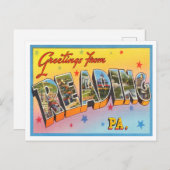 Groeten uit Reading, Pennsylvania Travel Briefkaart (Voorkant / Achterkant)