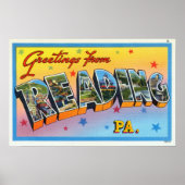  groeten uit Reading Pennsylvania Travel Poster (Voorkant)